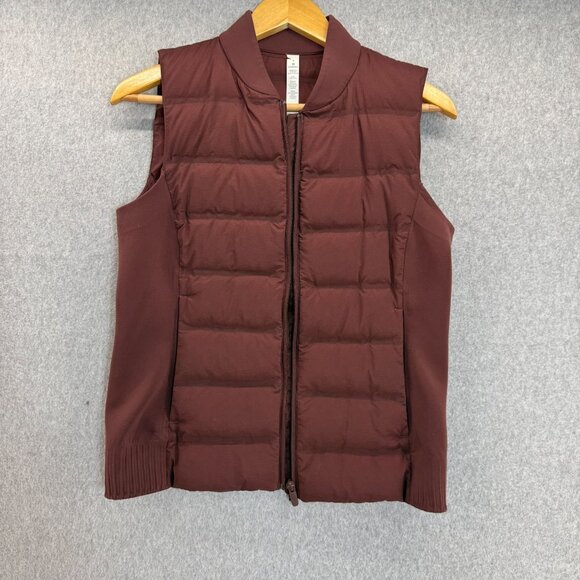 Lululemon Womens Size 8 Puffer Vest Dark Cedar Brown Nylon Goose Down & Around‎ - Picture 1 of 15